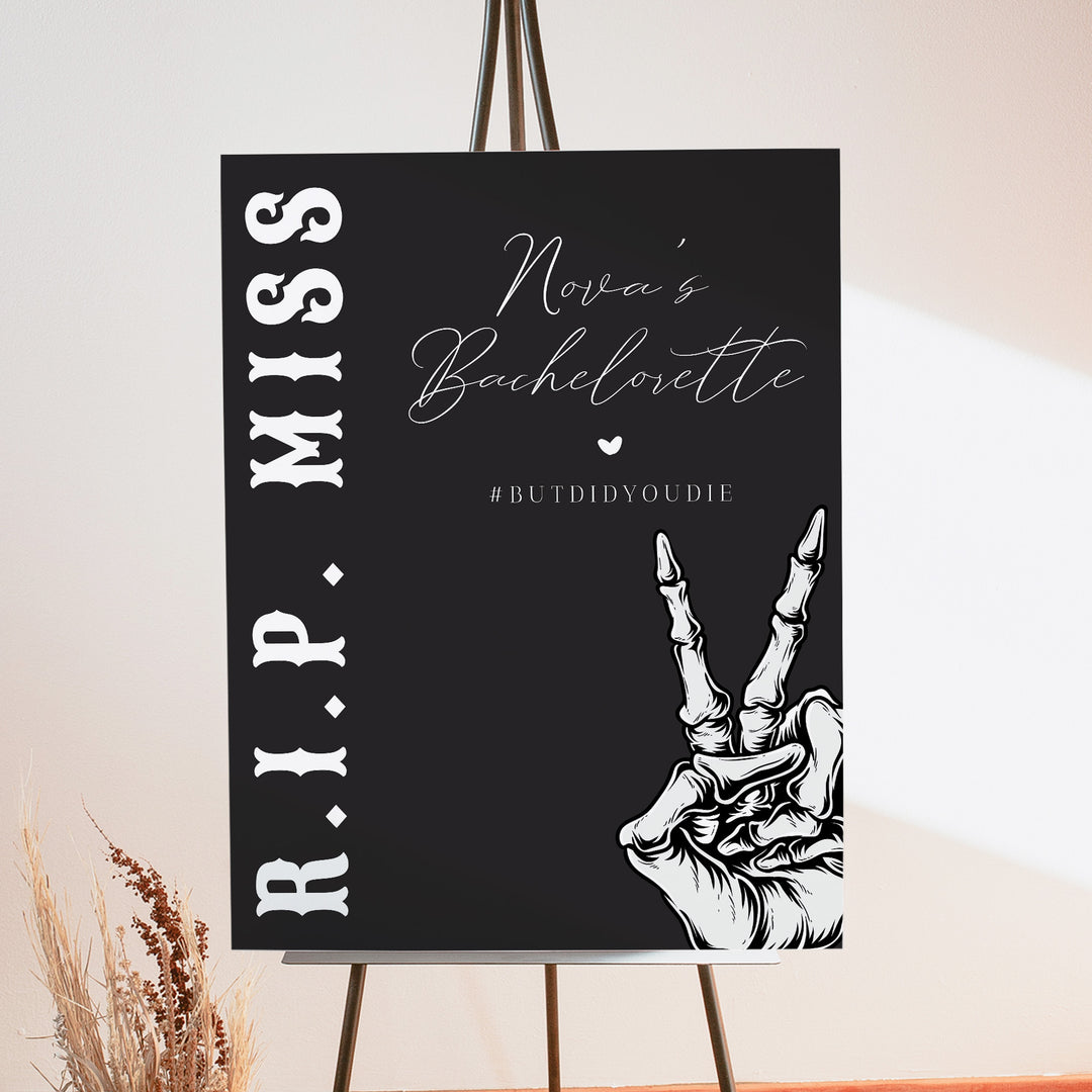 NOVA Skeleton Bride Halloween Bachelorette Welcome Sign