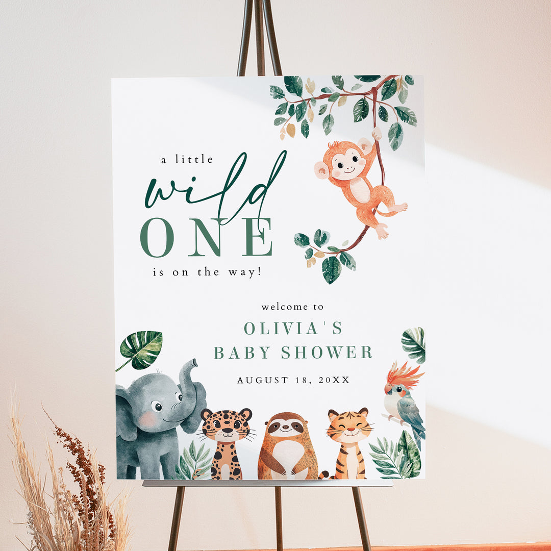WILDER Wild One Safari Baby Shower Welcome Sign