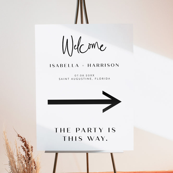 WILLOW Modern Minimalist Wedding Direction Arrow Sign