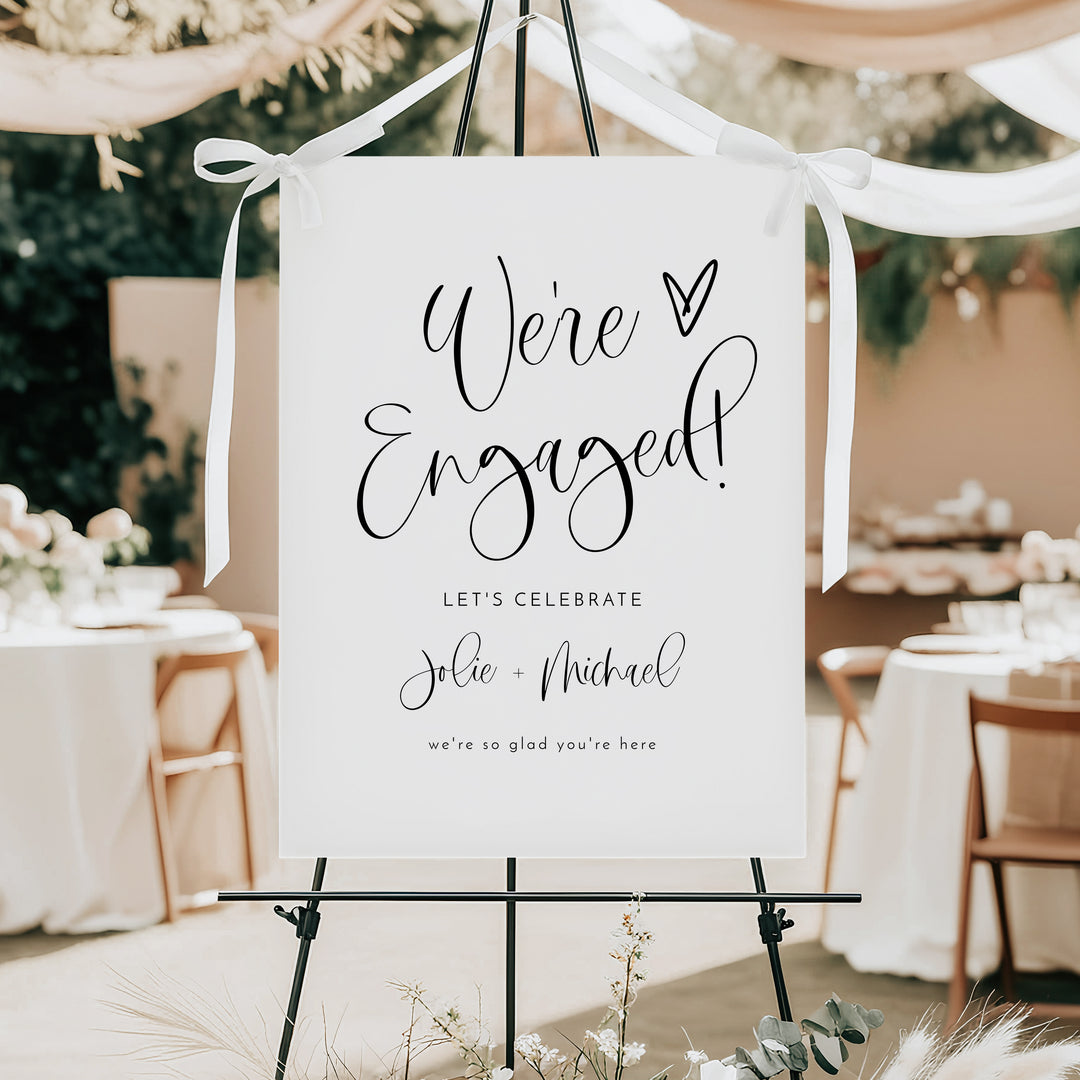JOLIE We're Engaged Romantic Script Engagement Party Welcome Sign