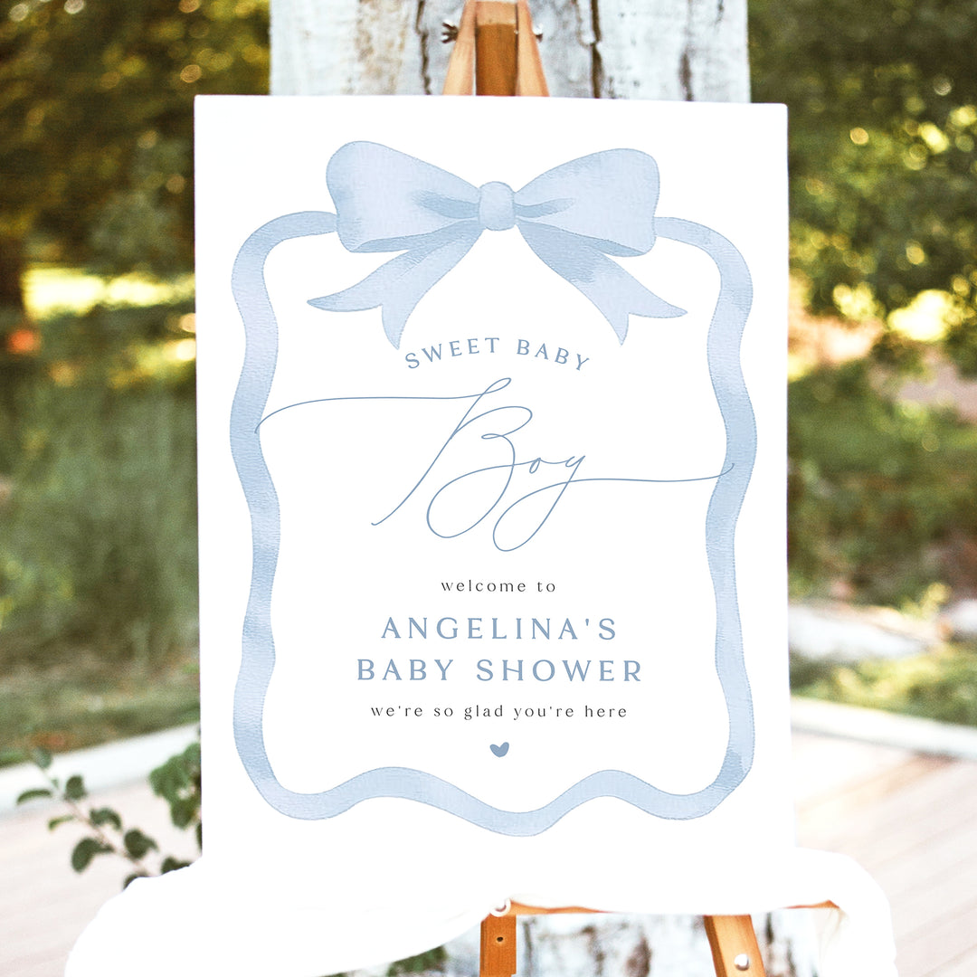 ANGELINA Custom Coquette Baby Boy Shower Welcome Sign