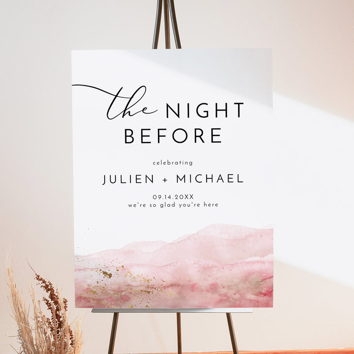 JULIEN Modern Blush Pink Wedding Rehearsal Dinner Sign