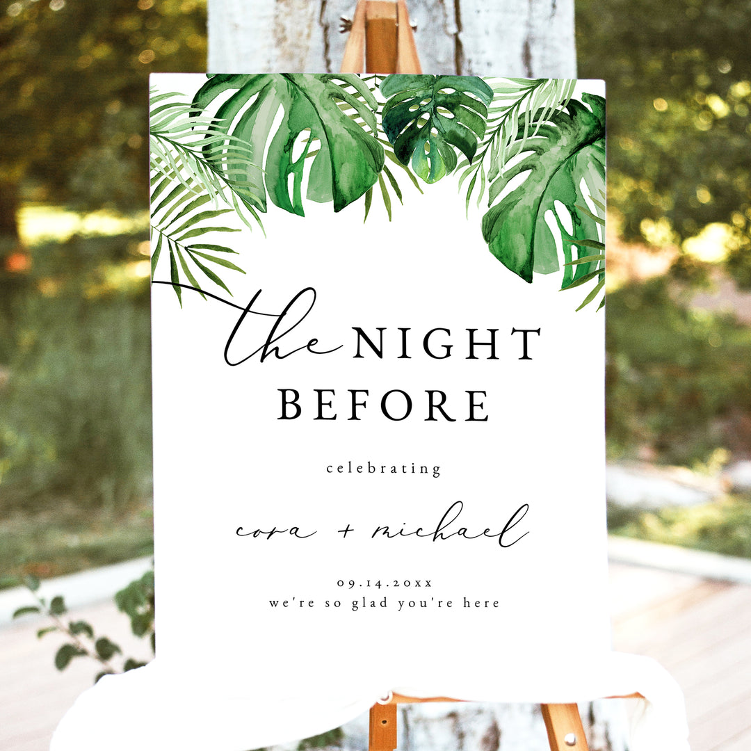 CORA The Night Before Tropical Wedding Rehearsal Dinner Sign