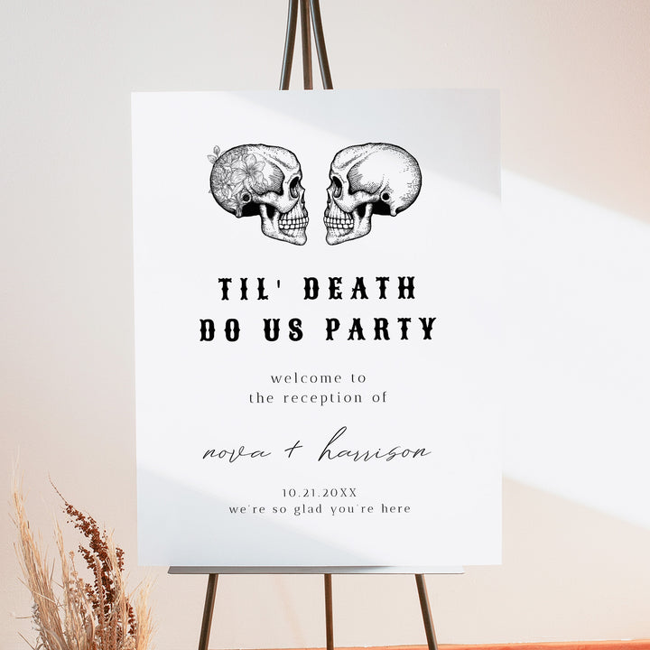 NOVA Til Death Do Us Party Halloween Elopement Reception Party Sign