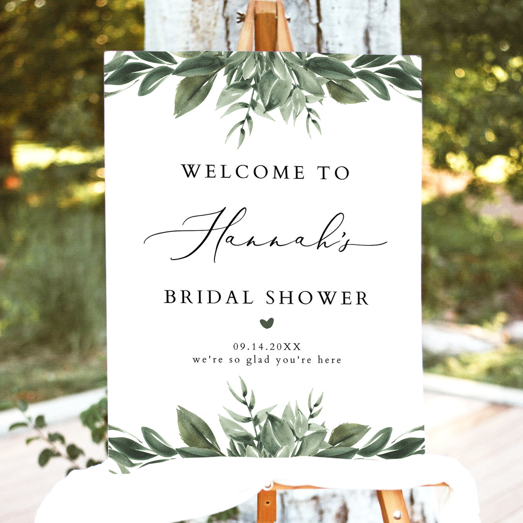 LANA Sage Green Boho Bridal Shower Welcome Sign