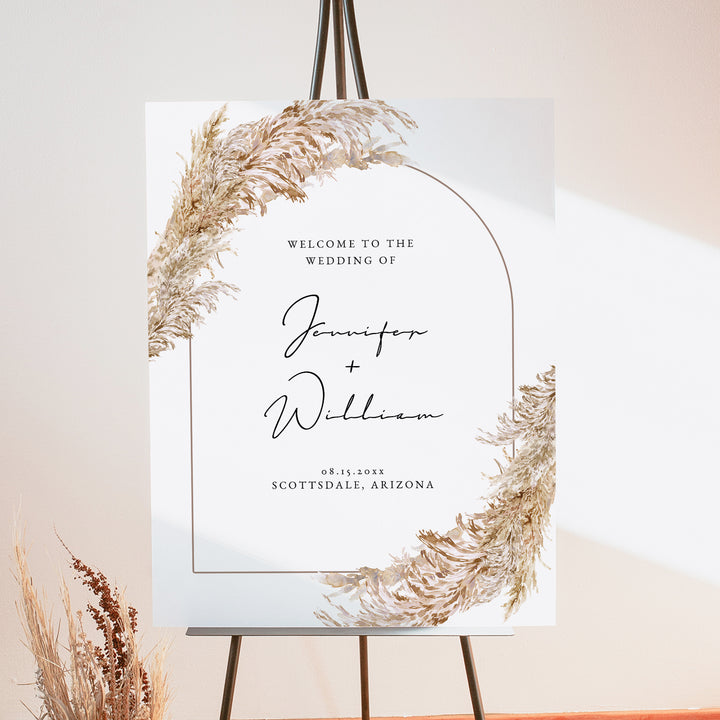 CIERA Personalized Elegant Pampas Wedding Welcome Sign