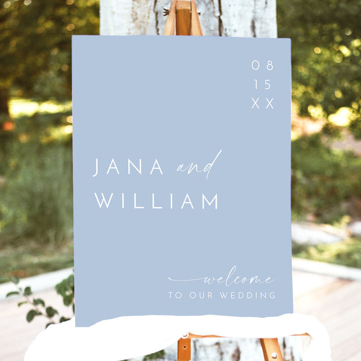 KENNEDY Dusty Blue Modern Minimalist Wedding Sign