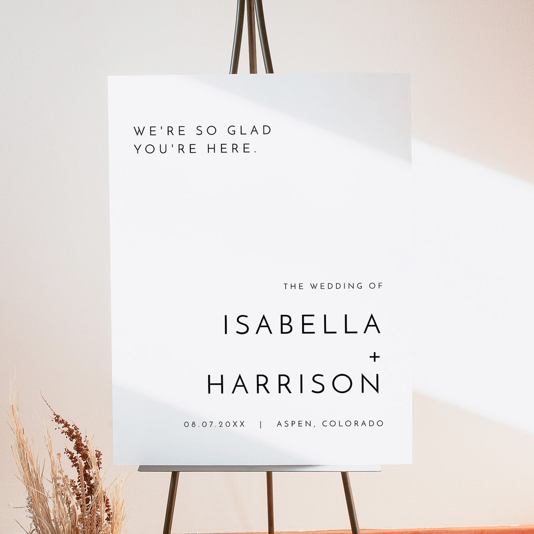 KENNEDY Minimalist Black and White Wedding Welcome Sign