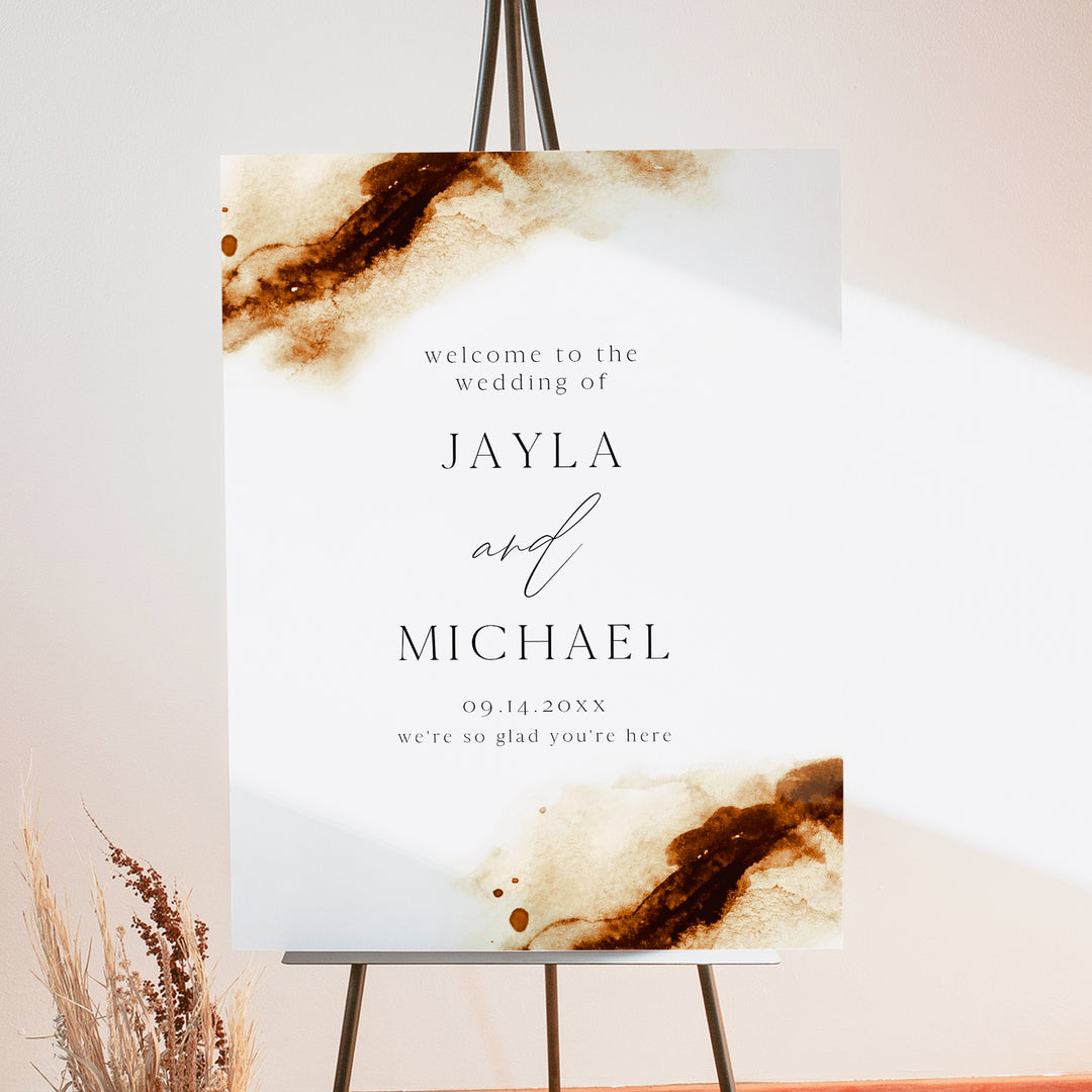 JAYLA Terracotta Watercolor Autumn Wedding Welcome Sign
