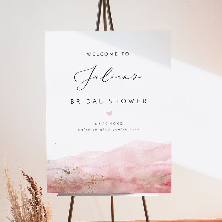 JULIEN Romantic Watercolor Bridal Shower Welcome Sign