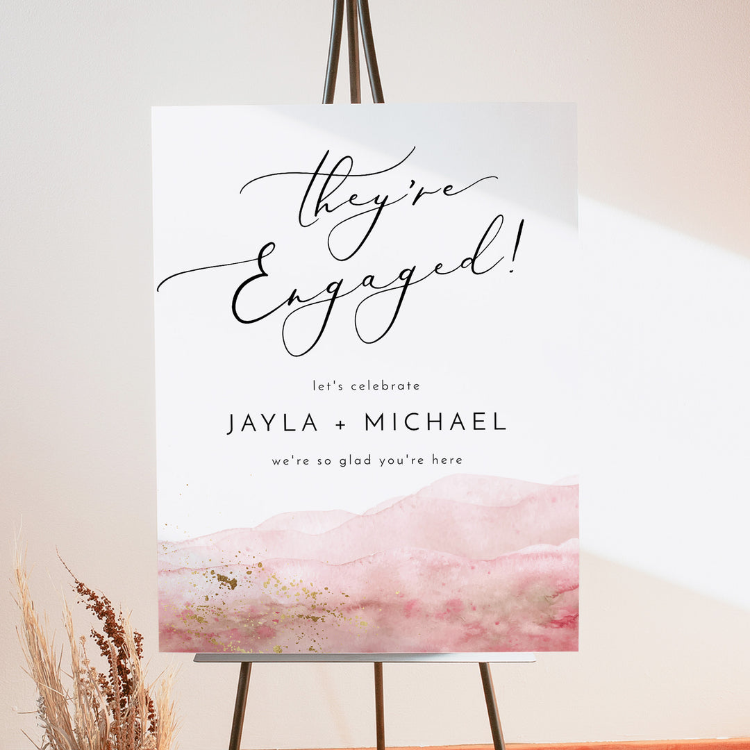 JULIEN They're Engaged Modern Boho Engagement Party Sign