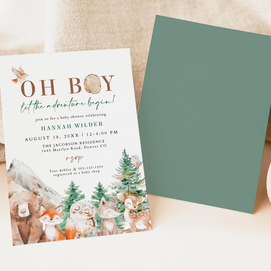 Hunter Oh Boy Woodland Baby Shower Invitation