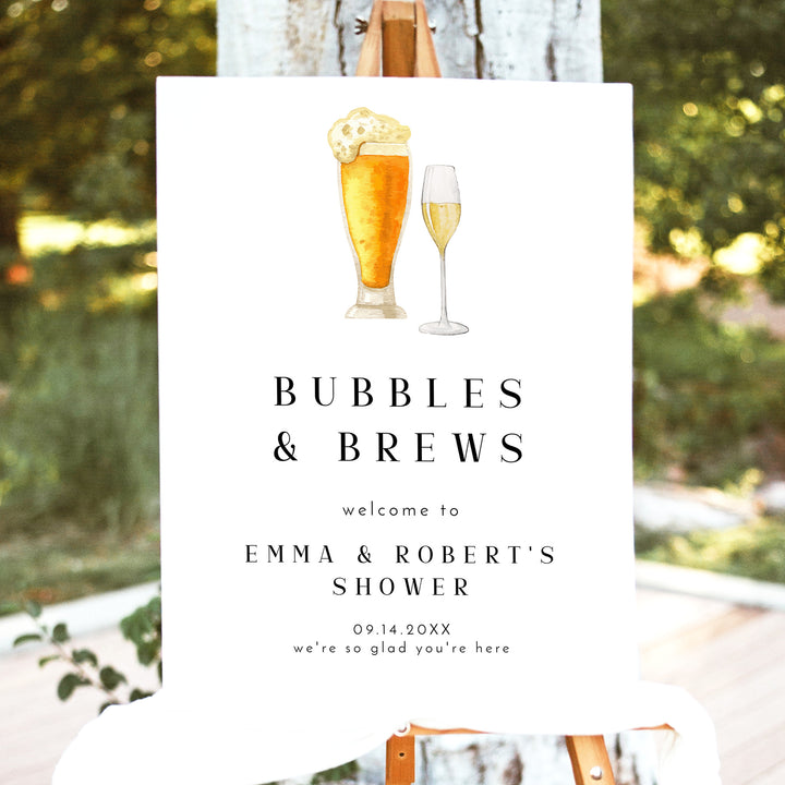 CHARLIE Modern Bubbles and Brews Couples Shower Welcome Sign