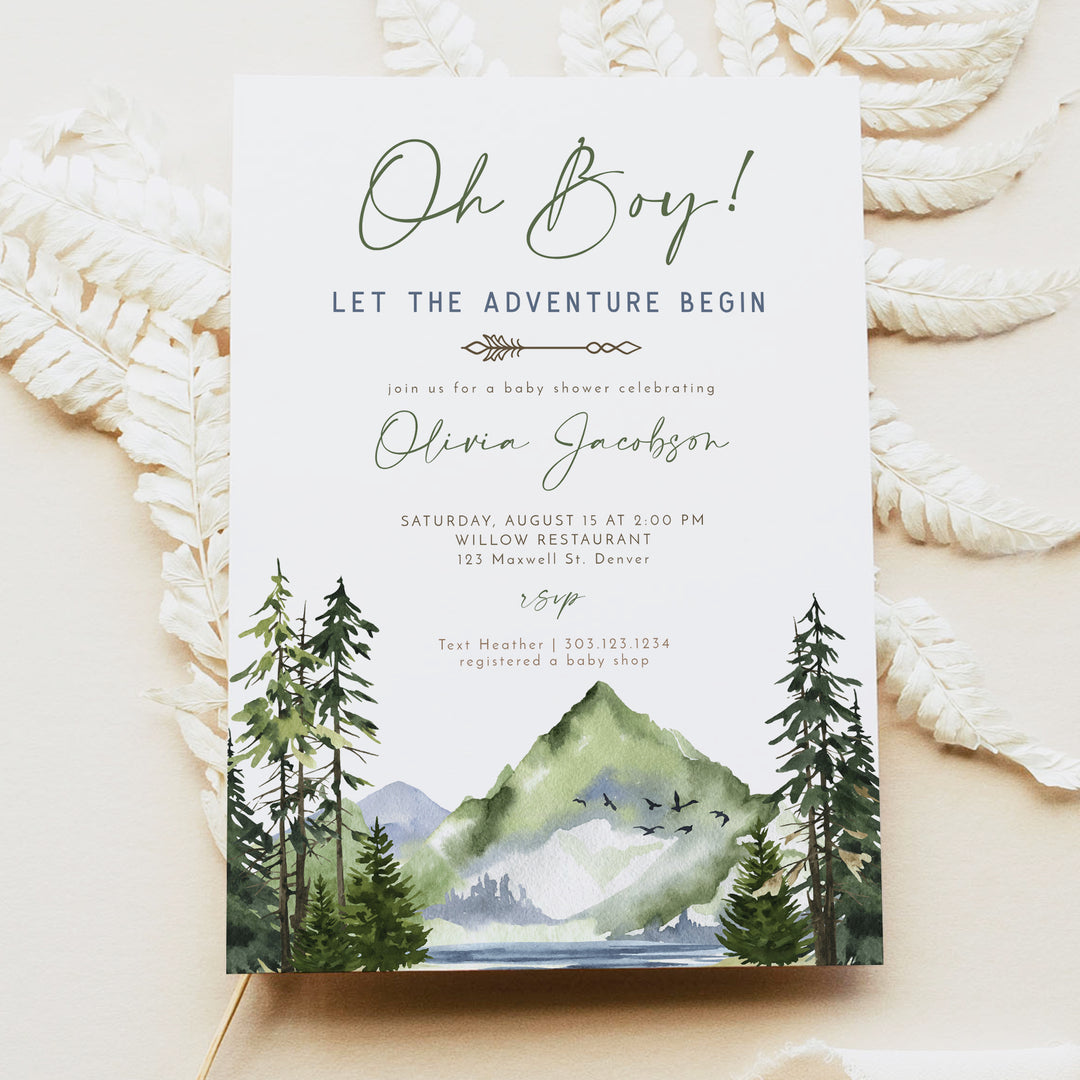 FINN Mountain Baby Shower Invitation Suite