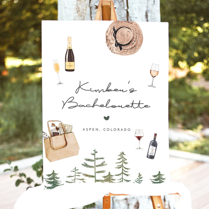 TIMBER Rustic Camping and Wine Bachelorette Weekend Welcome Sign