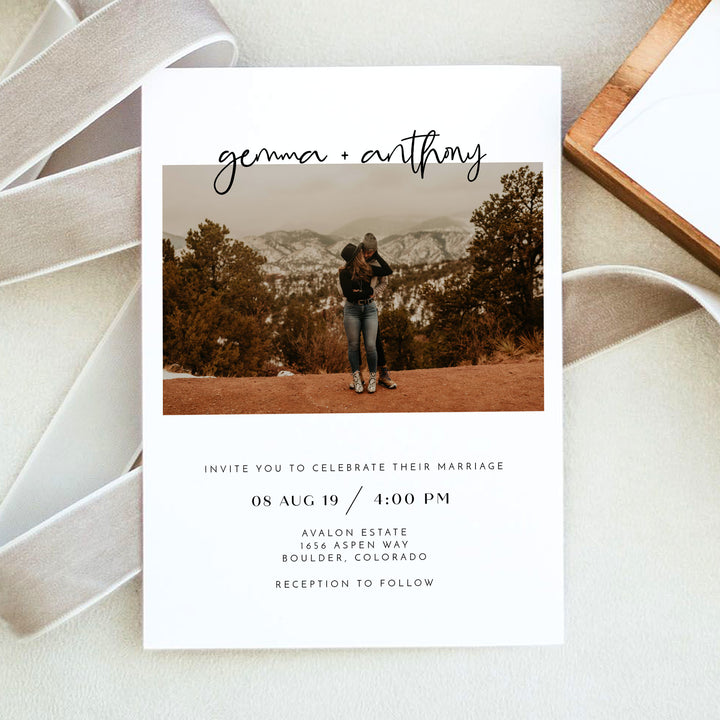 WILLOW Modern Romantic Wedding Invitation Suite with Photos