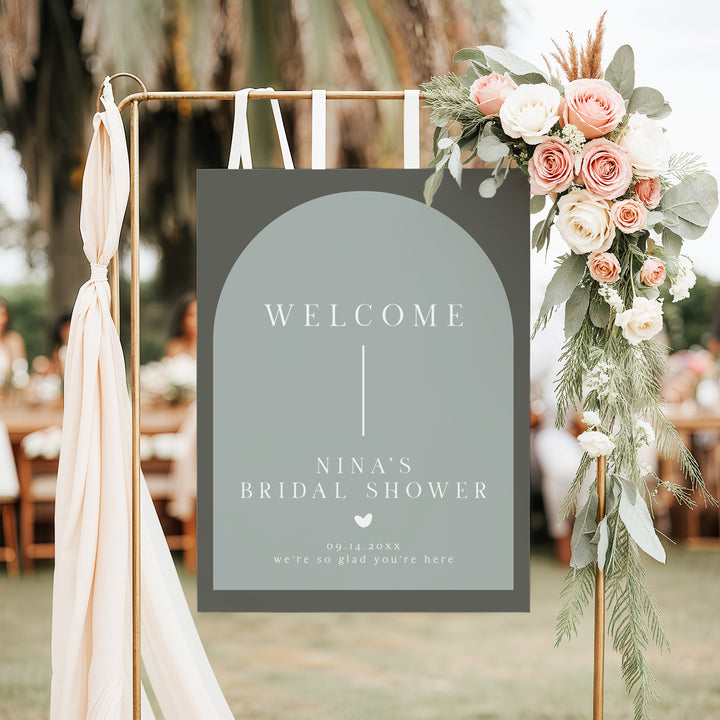 NINA Minimalist Bohemian Arch Baby Shower Welcome Sign