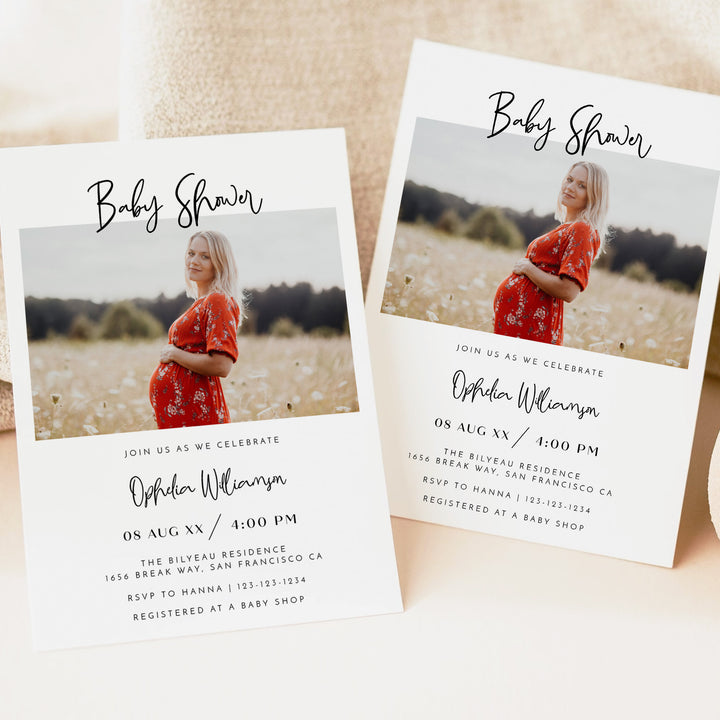 WILLOW Black and White Gender Neutral Baby Shower Invitation Suite