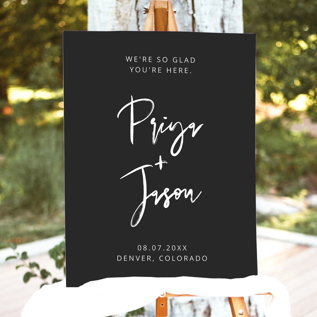 PRIYA Moody Black Wedding Welcome Sign