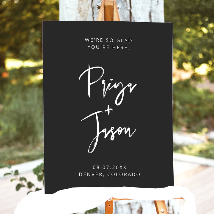 PRIYA Moody Black Wedding Welcome Sign