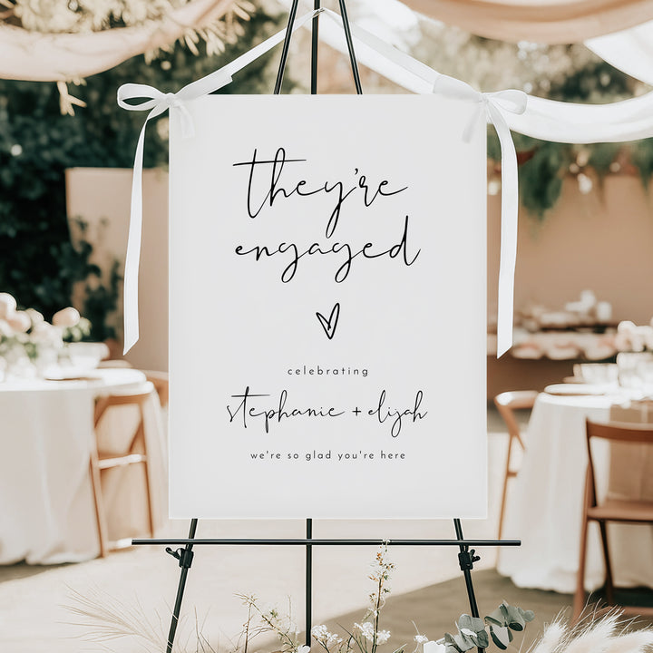ADELLA They're Engaged Simple Boho Engagement Party Welcome Sign