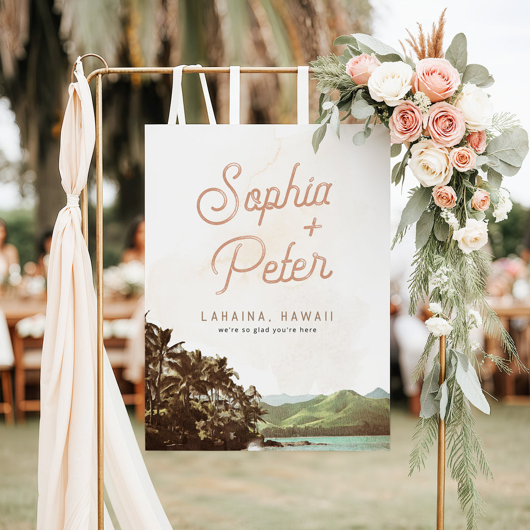 NANI Hawaiian Beach Destination Wedding Welcome Sign