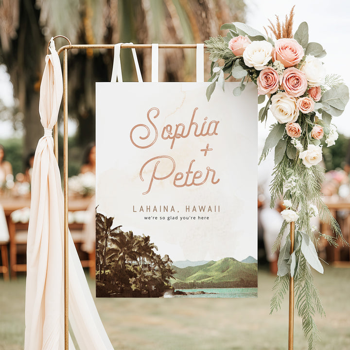 NANI Hawaiian Beach Destination Wedding Welcome Sign