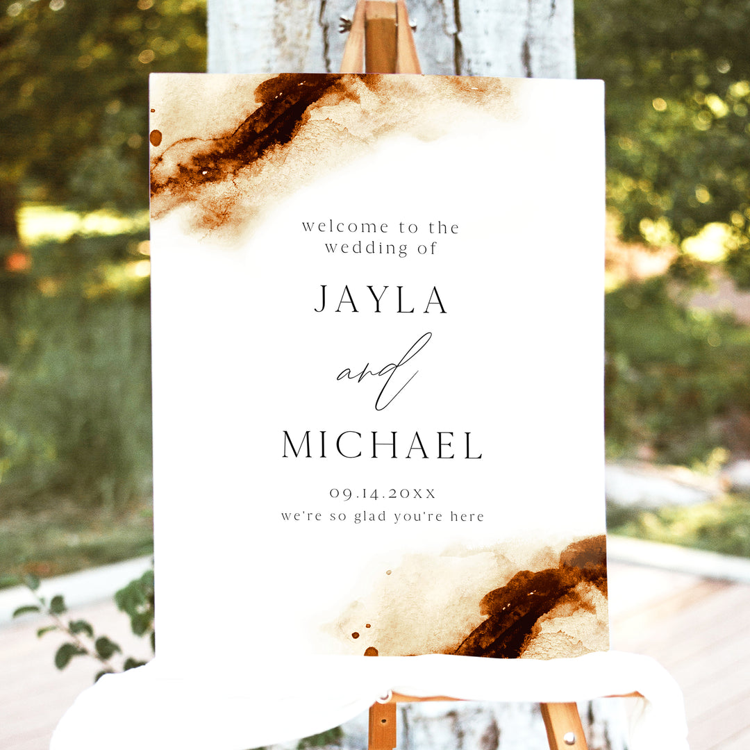 JAYLA Terracotta Watercolor Autumn Wedding Welcome Sign