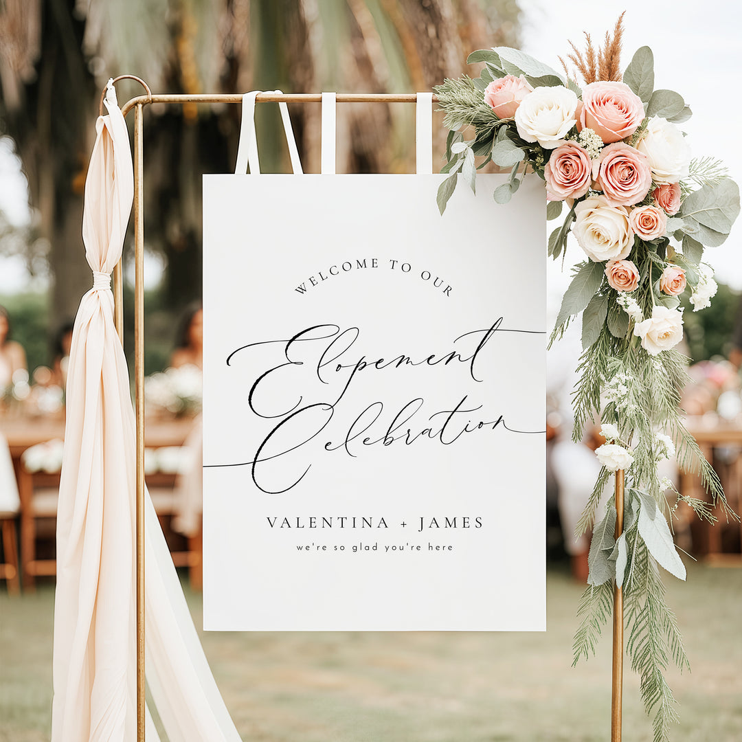 VALENTINA Personalized Elegant Elopement Celebration Party Welcome Sign