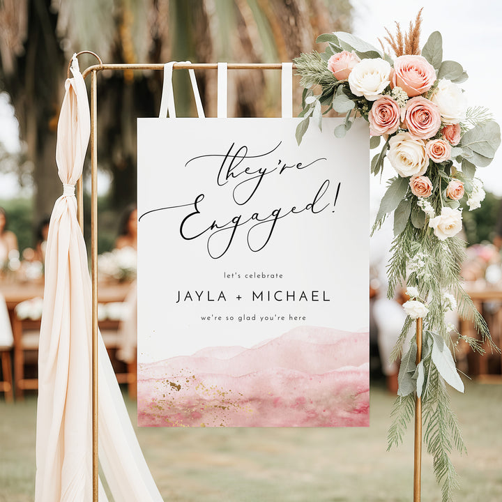 JULIEN They're Engaged Modern Boho Engagement Party Sign