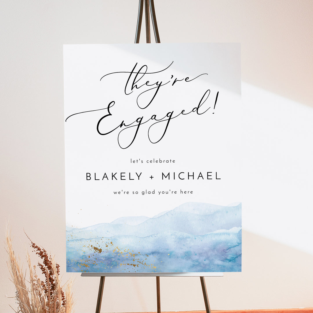 BLAKELY They're Engaged Coastal Beach Engagement Party Welcome Sign