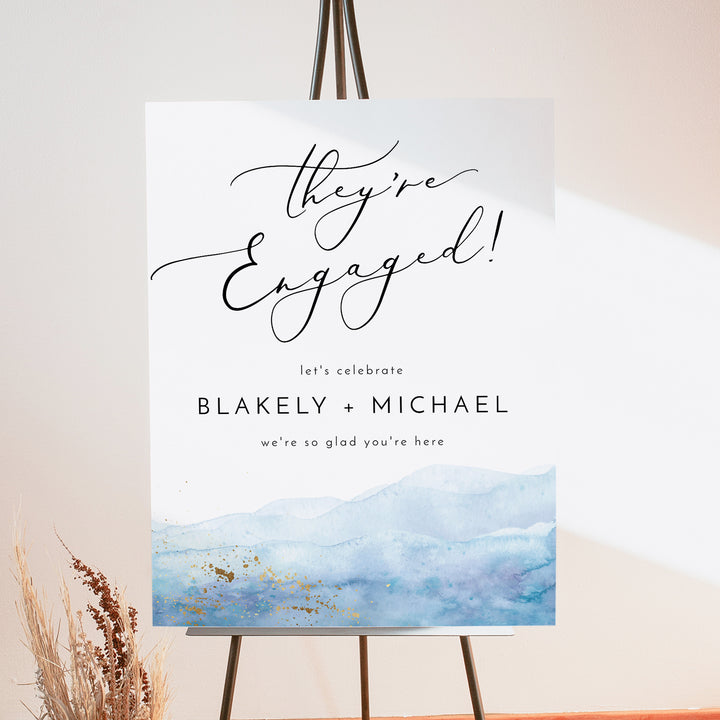 BLAKELY They're Engaged Coastal Beach Engagement Party Welcome Sign