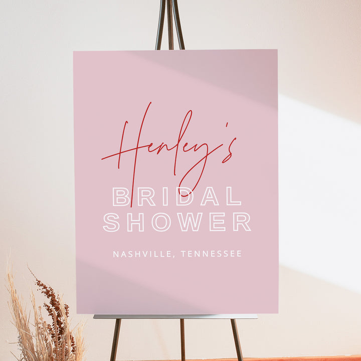 HENLEY Elegant Red and Pink Bridal Shower Welcome Sign