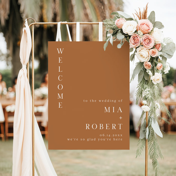 MIA Personalized Burnt Orange Boho Wedding Welcome Sign