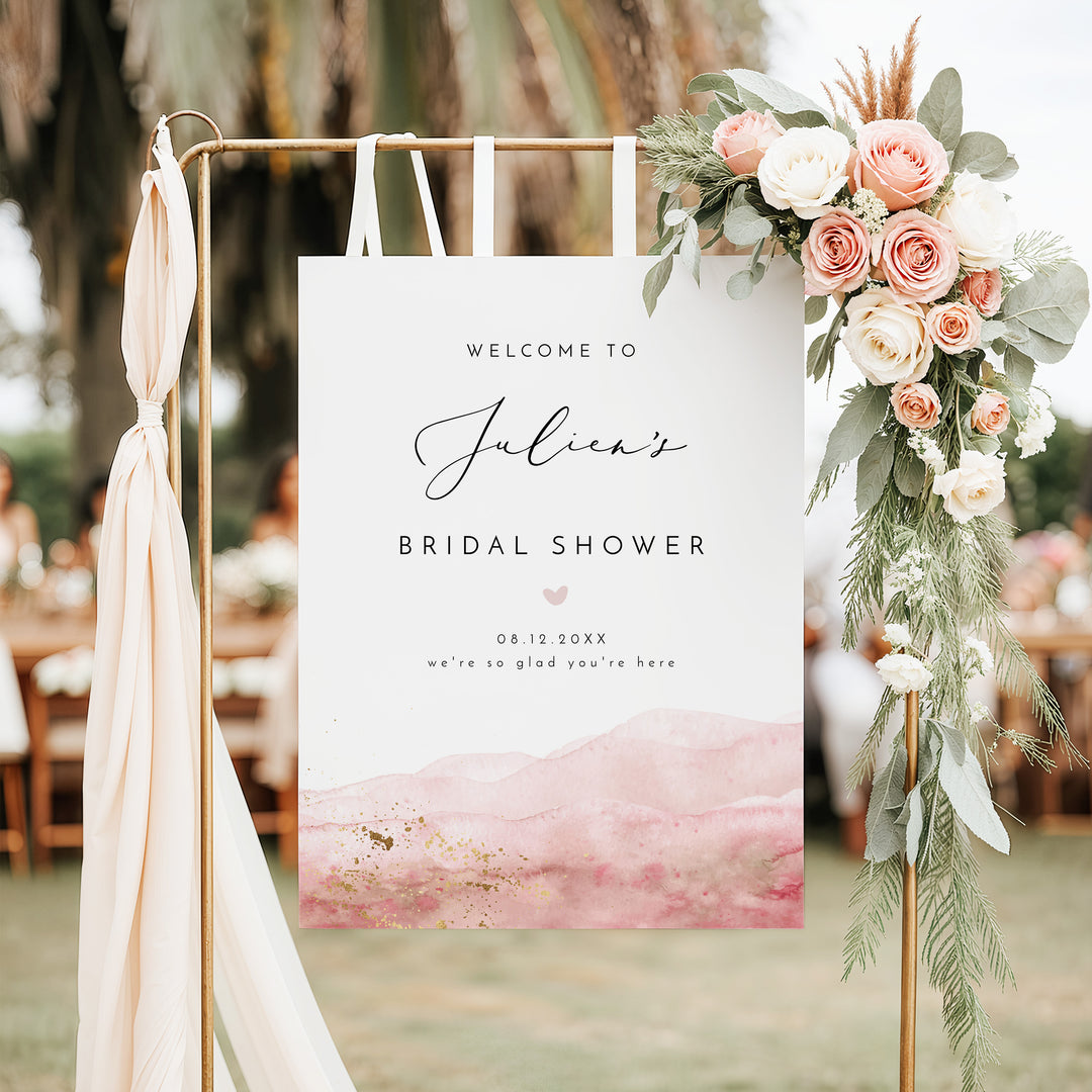 JULIEN Romantic Watercolor Bridal Shower Welcome Sign