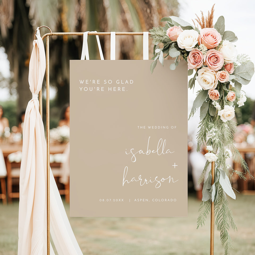 INDIE Simple Taupe Wedding Welcome Sign