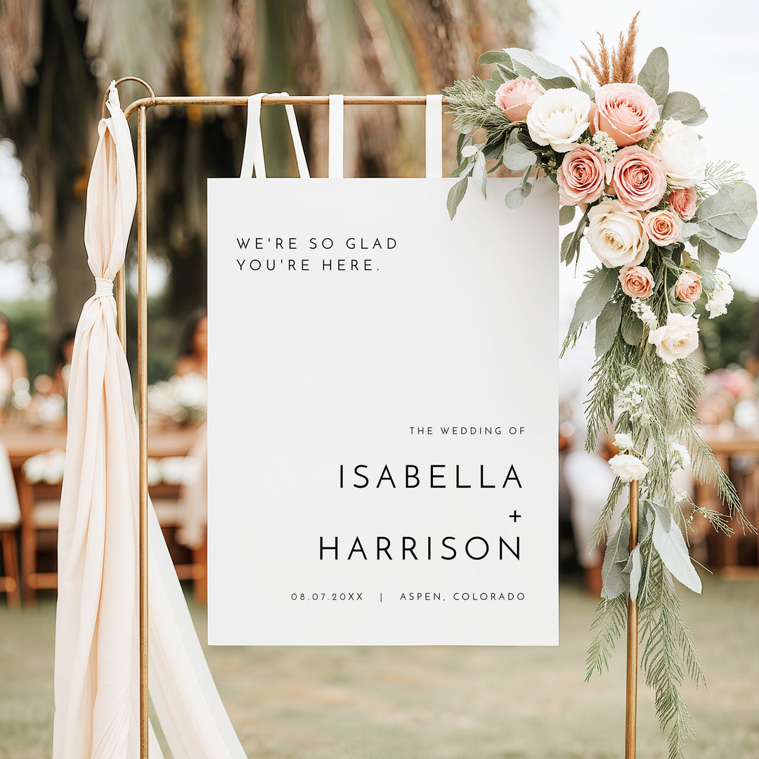 KENNEDY Minimalist Black and White Wedding Welcome Sign