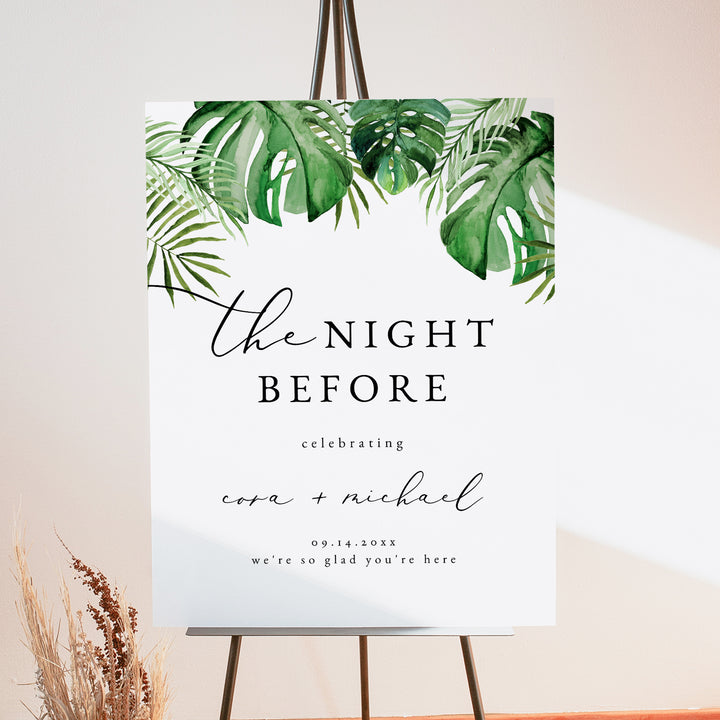 CORA The Night Before Tropical Wedding Rehearsal Dinner Sign