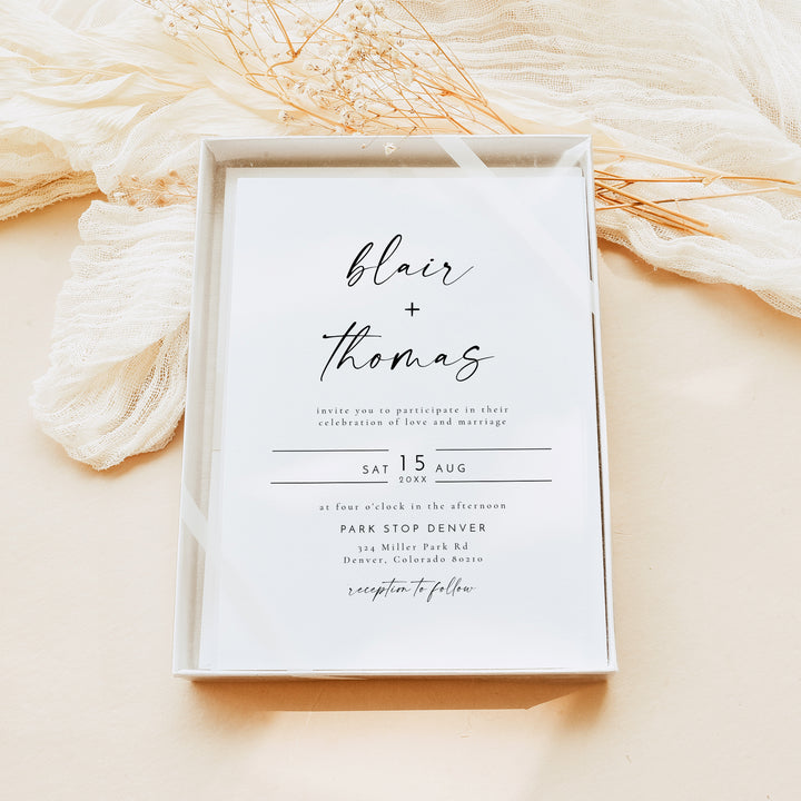 BLAIR Boho Wedding Invitation with Photo 3 Piece Suite