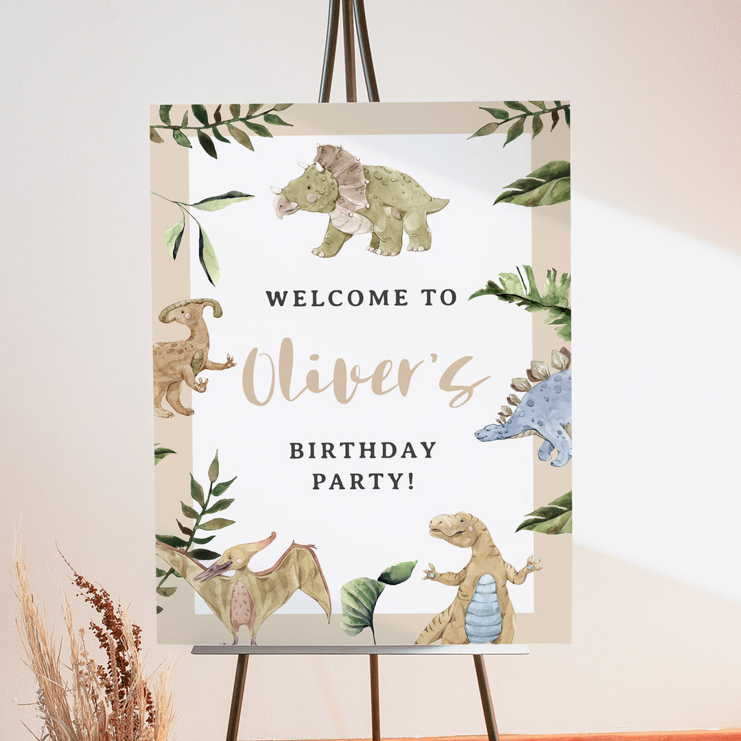 SPIKE Boys Dinosaur Themed Birthday Party Welcome Sign