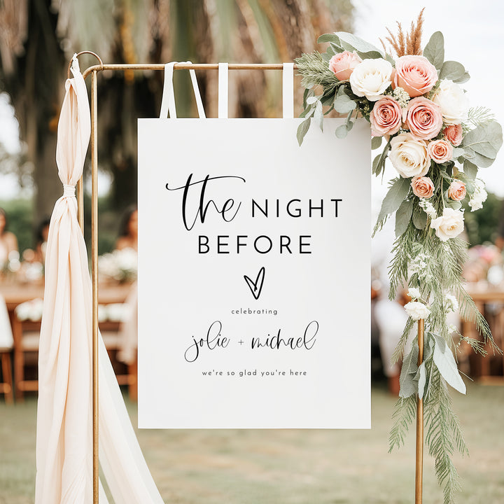JOLIE The Night Before Minimalist Boho Wedding Rehearsal Dinner Welcome Sign