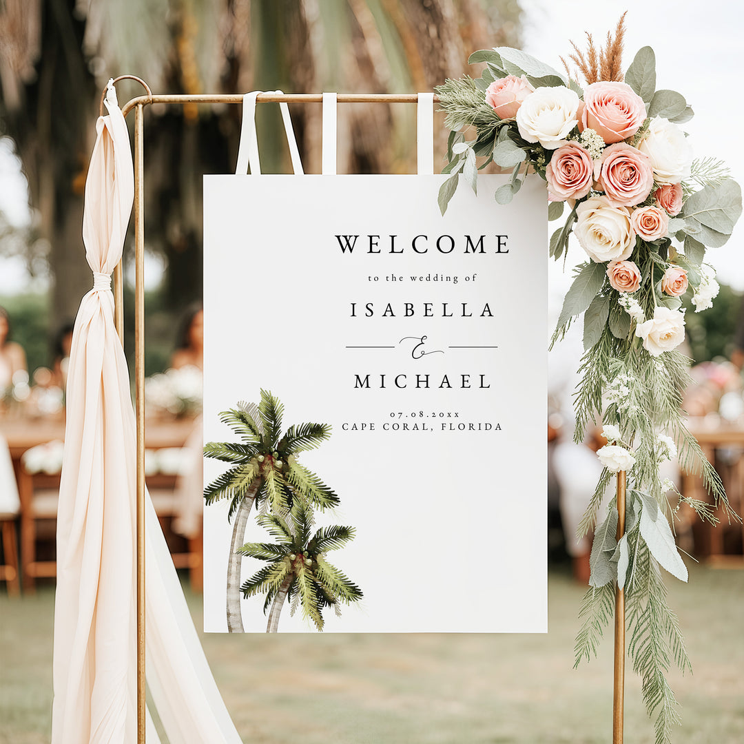 MONA Green Tropical Watercolor Wedding Sign
