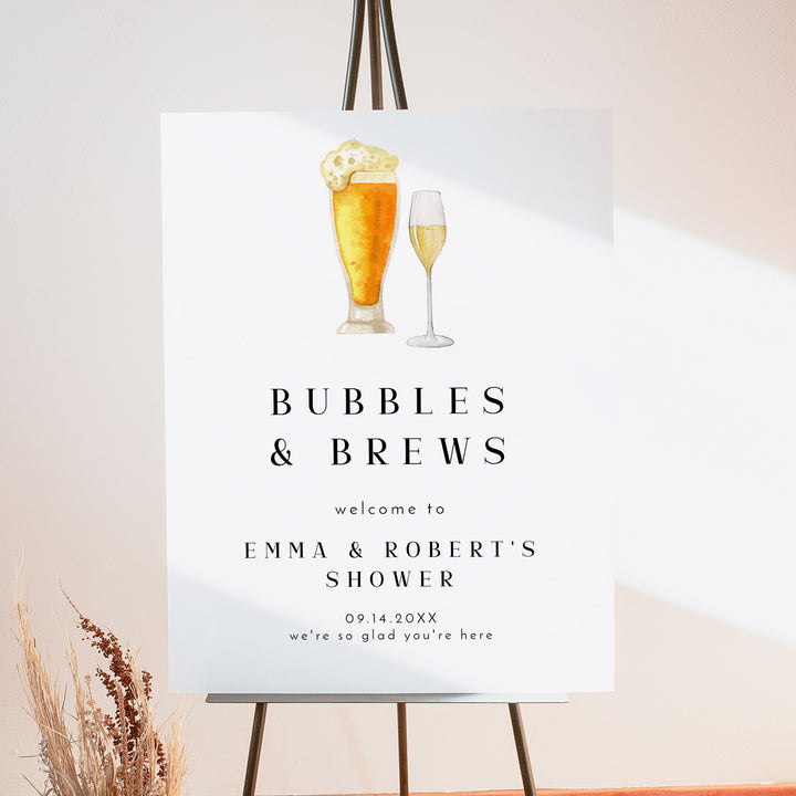 CHARLIE Modern Bubbles and Brews Couples Shower Welcome Sign