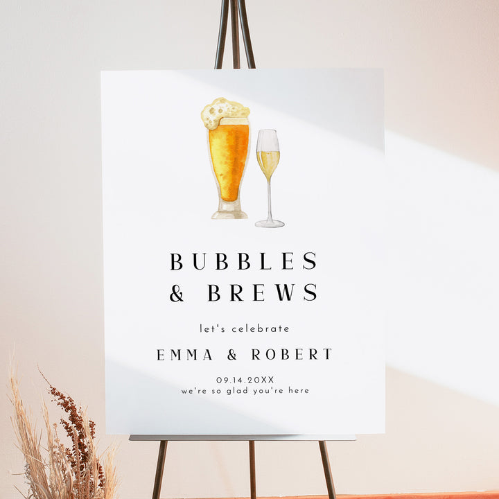 CHARLIE Bubbles and Brews Minimalist Wedding Welcome Sign