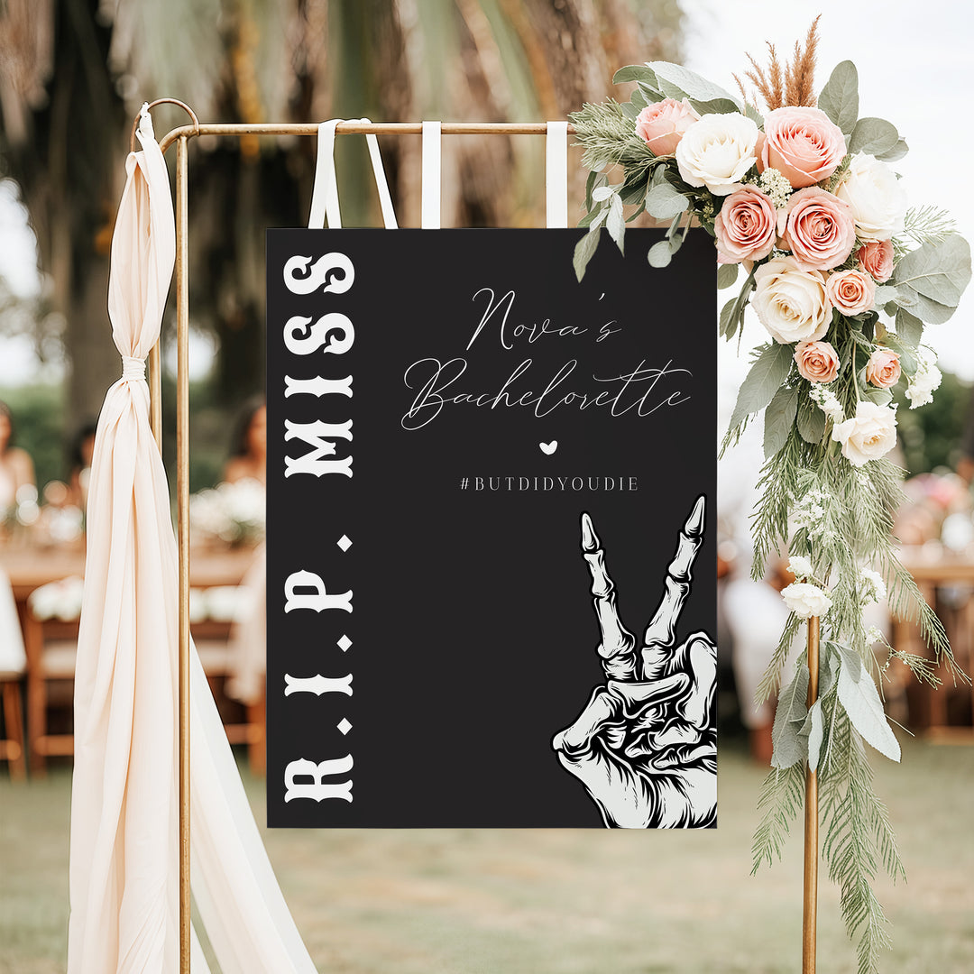 NOVA Skeleton Bride Halloween Bachelorette Welcome Sign