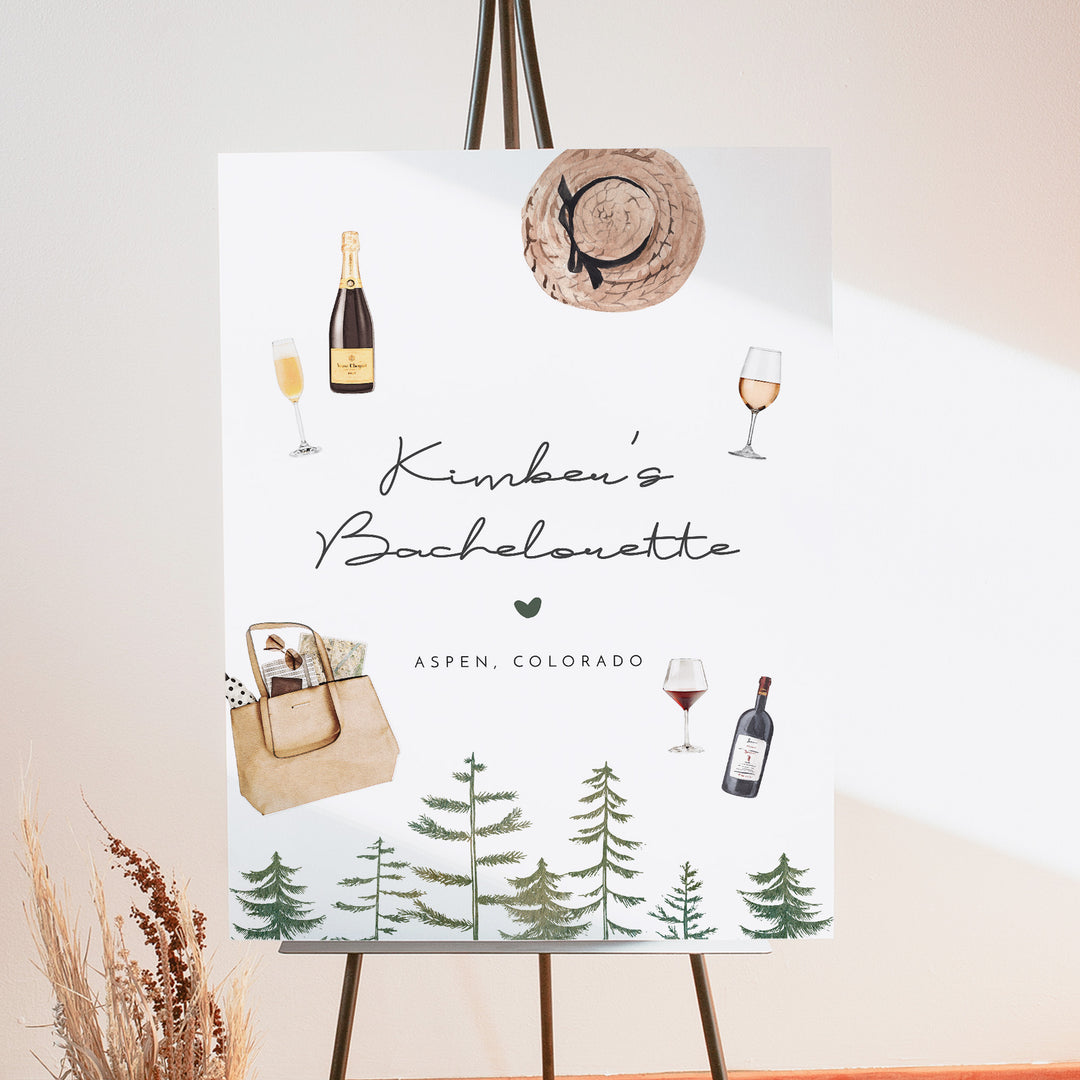 TIMBER Rustic Camping and Wine Bachelorette Weekend Welcome Sign