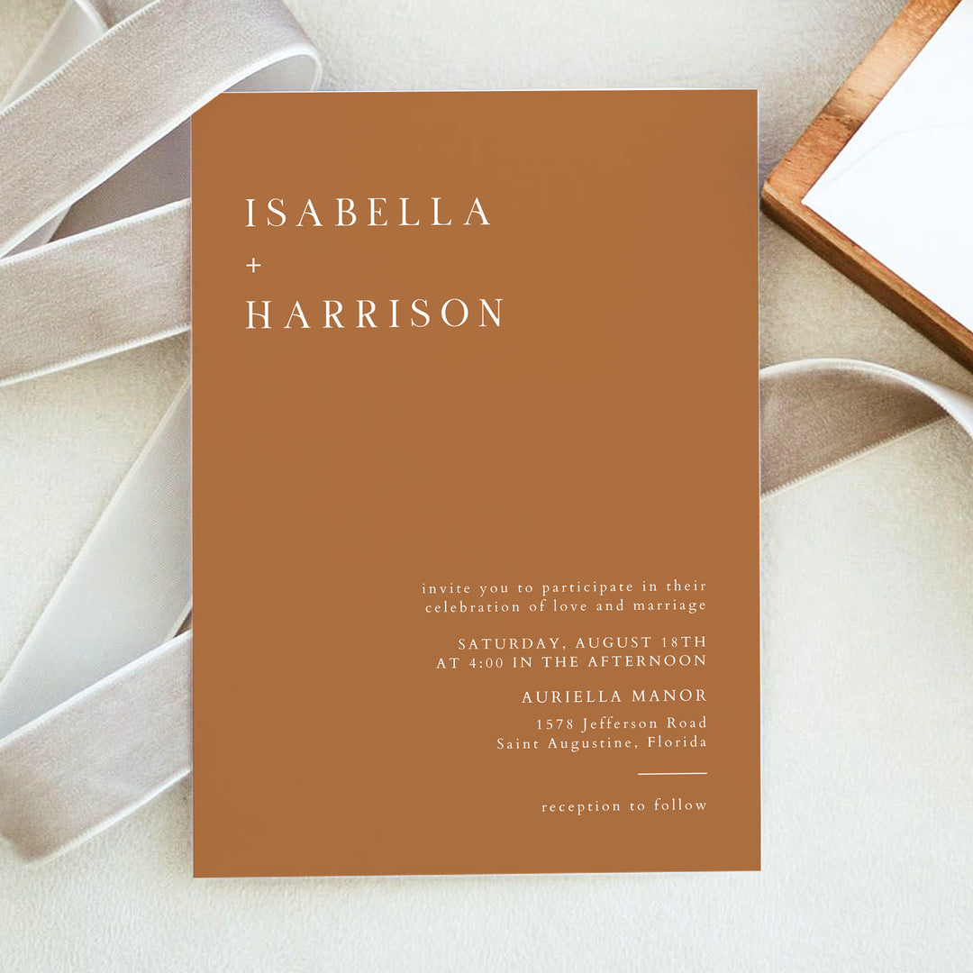 MIA Modern Burnt Orange Photo Wedding Invitation Bundle