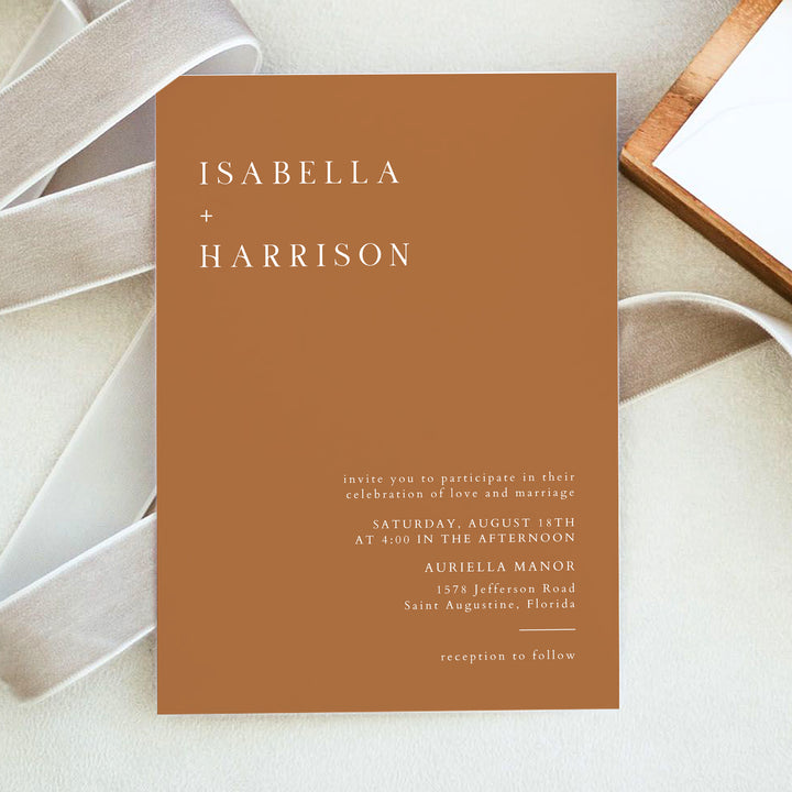 MIA Modern Burnt Orange Photo Wedding Invitation Bundle