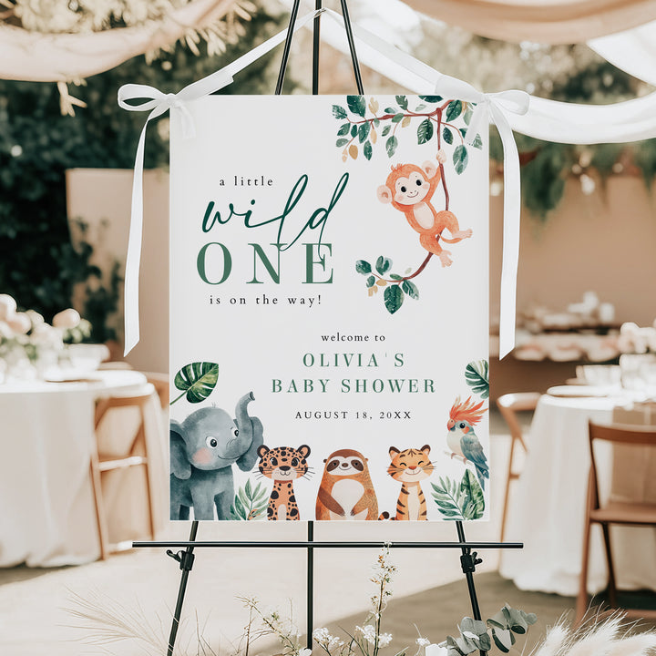 WILDER Wild One Safari Baby Shower Welcome Sign