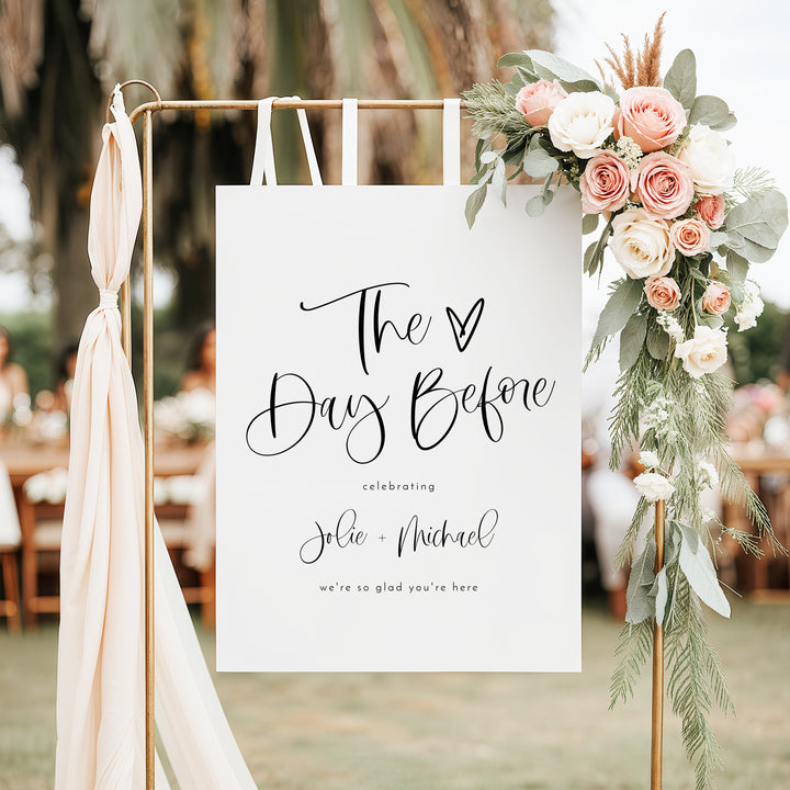 JOLIE The Day Before Modern Boho Rehearsal Dinner Sign